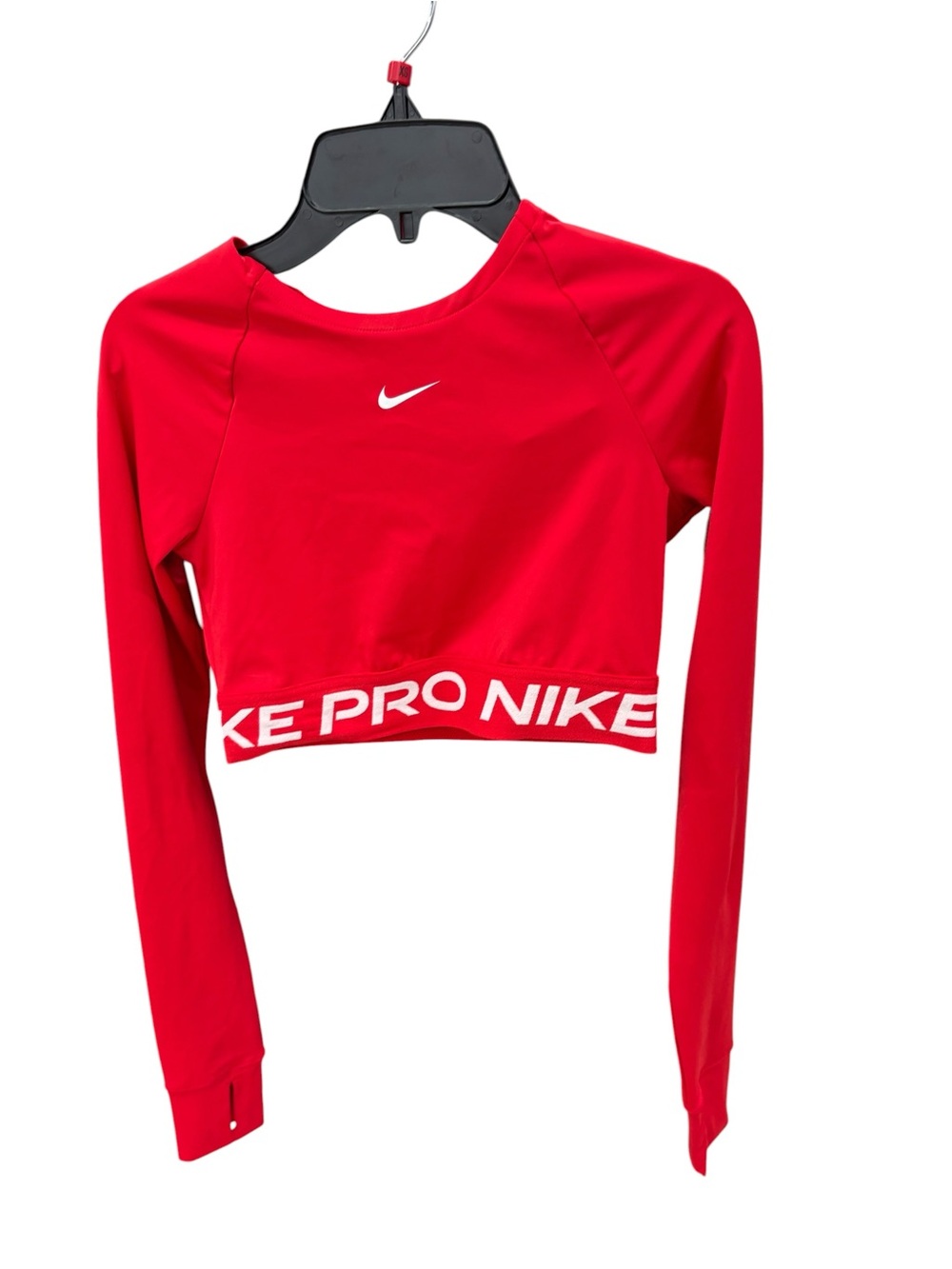 Nike Pro Red Cropped Long-Sleeve Performance Top